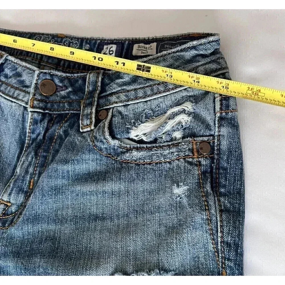 Miss Me Womens Lightwashed Distressed Boyfriend Ankle Denim Jeans Size 26 - Picture 12 of 15